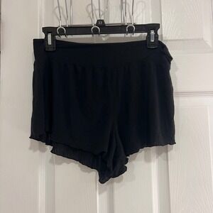 Aerie Real Black Ribbed Boyshort Lounge Sleep Shorts Womens Large L L/G